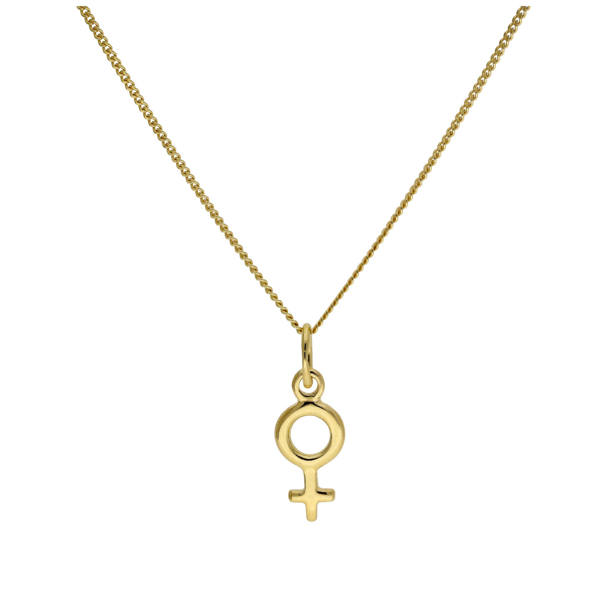 Collier symbole féminin en argent sterling plaqué or, petit, 35 à 81 cm