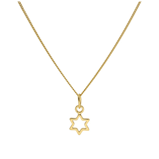 Collier en argent sterling plaqué or avec petite étoile contournée de 35 à 81 cm