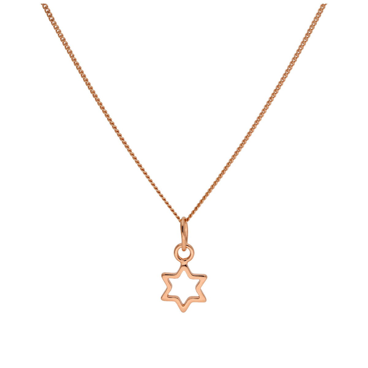 Collier en argent sterling plaqué or rose avec petite étoile de 35 à 81 cm