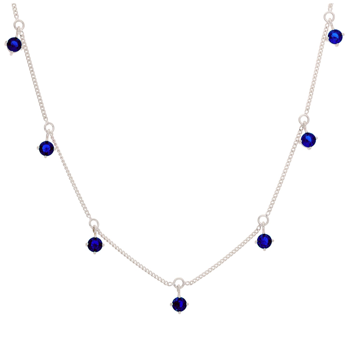 Collier en argent sterling avec saphirs et zircones cubiques (40,6 cm et 5 cm)