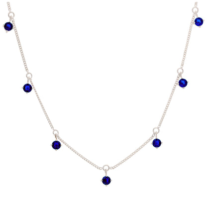 Collier en argent sterling avec saphirs et zircones cubiques (40,6 cm et 5 cm)