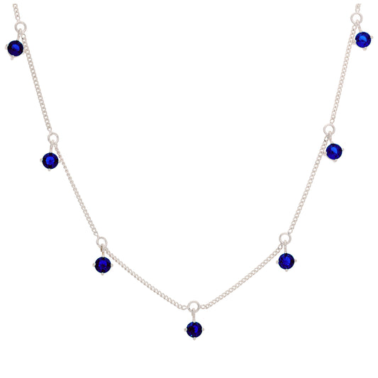 Collier en argent sterling avec saphirs et zircones cubiques (40,6 cm et 5 cm)