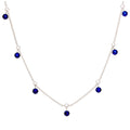 Collier en argent sterling avec saphirs et zircones cubiques (40,6 cm et 5 cm)