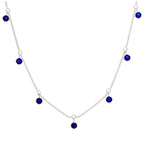 Collier en argent sterling avec saphirs et zircones cubiques (40,6 cm et 5 cm)