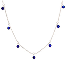 Collier en argent sterling avec saphirs et zircones cubiques (40,6 cm et 5 cm)