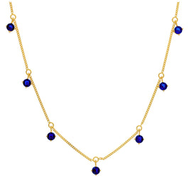 Collier en argent sterling plaqué or avec saphirs et zircones cubiques (40,6 cm et 5 cm)