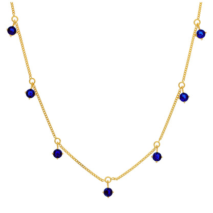 Collier en argent sterling plaqué or avec saphirs et zircones cubiques (40,6 cm et 5 cm)