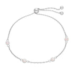 Bracelet réglable en argent sterling avec plusieurs pierres de naissance en opale et zircones cubiques
