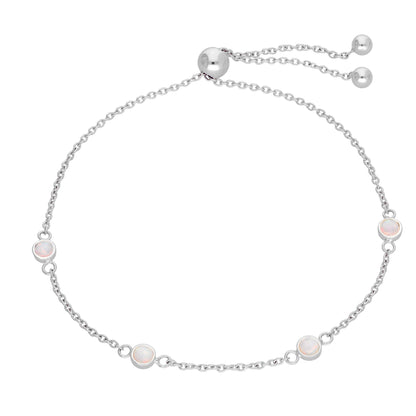 Bracelet réglable en argent sterling avec plusieurs pierres de naissance en opale et zircones cubiques