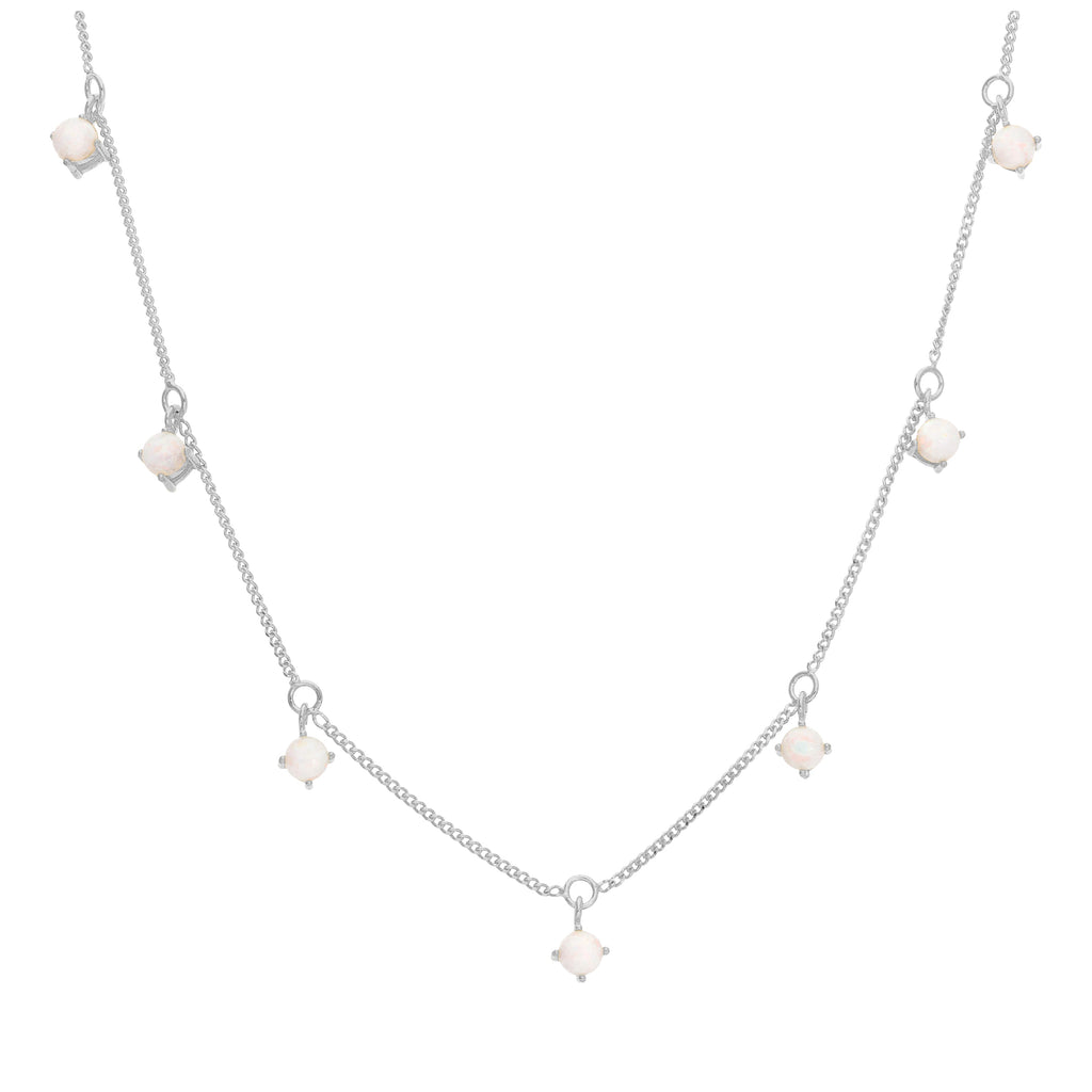 Collier en argent sterling avec pierres de naissance multi-CZ et opale 40,6 cm et 5 cm