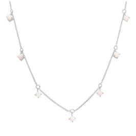 Collier en argent sterling avec pierres de naissance multi-CZ et opale 40,6 cm et 5 cm