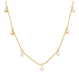 Collier en argent sterling plaqué or avec opale multi-CZ 40,6 cm et 5 cm