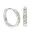 Boucles d'oreilles créoles en argent sterling avec opale et zircone cubique pavée de 15 mm