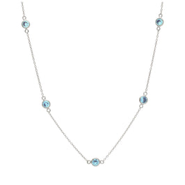 Collier en argent sterling avec pierre de naissance de mars et aigue-marines multicolores en oxyde de zirconium