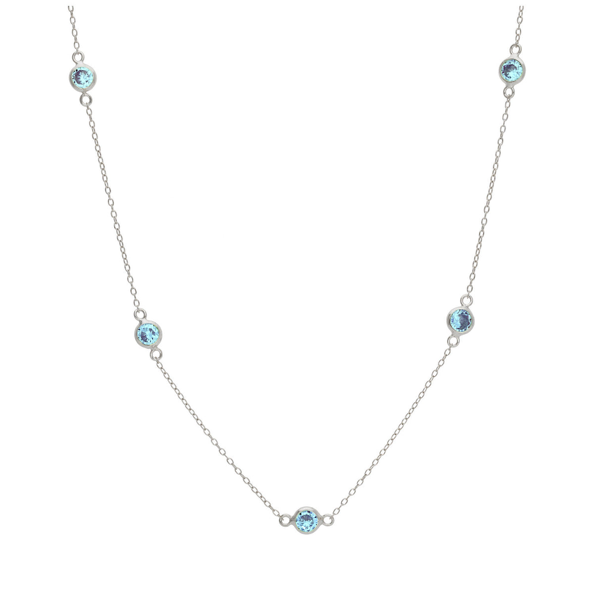 Collier en argent sterling avec pierre de naissance de mars et aigue-marines multicolores en oxyde de zirconium