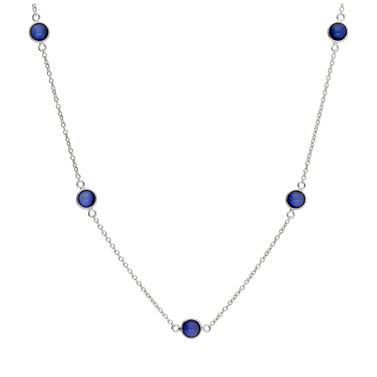 Collier en argent sterling avec plusieurs saphirs et zircones cubiques (40,6 cm et 5 cm)