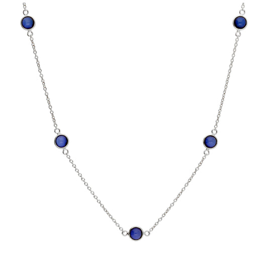 Collier en argent sterling avec plusieurs saphirs et zircones cubiques (40,6 cm et 5 cm)