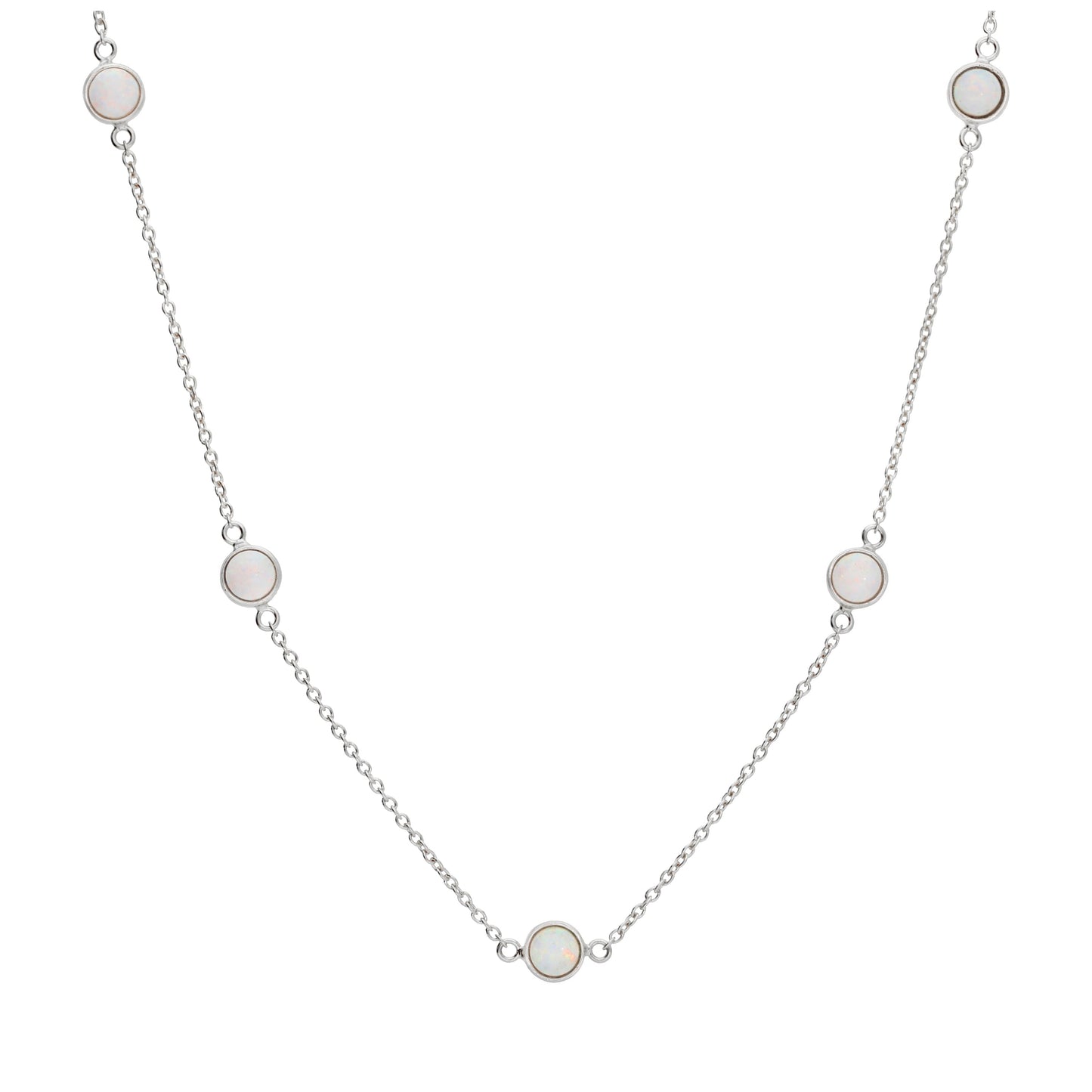 Collier en argent sterling avec plusieurs zircones cubiques et opales (40,6 cm et 5 cm)