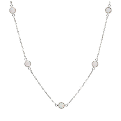 Collier en argent sterling avec plusieurs zircones cubiques et opales (40,6 cm et 5 cm)