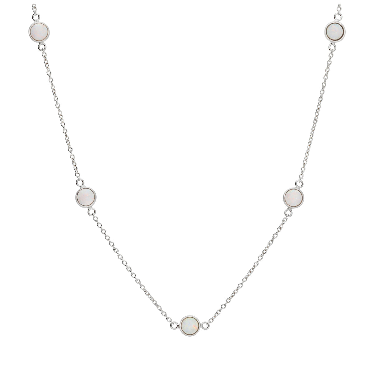 Collier en argent sterling avec plusieurs zircones cubiques et opales (40,6 cm et 5 cm)