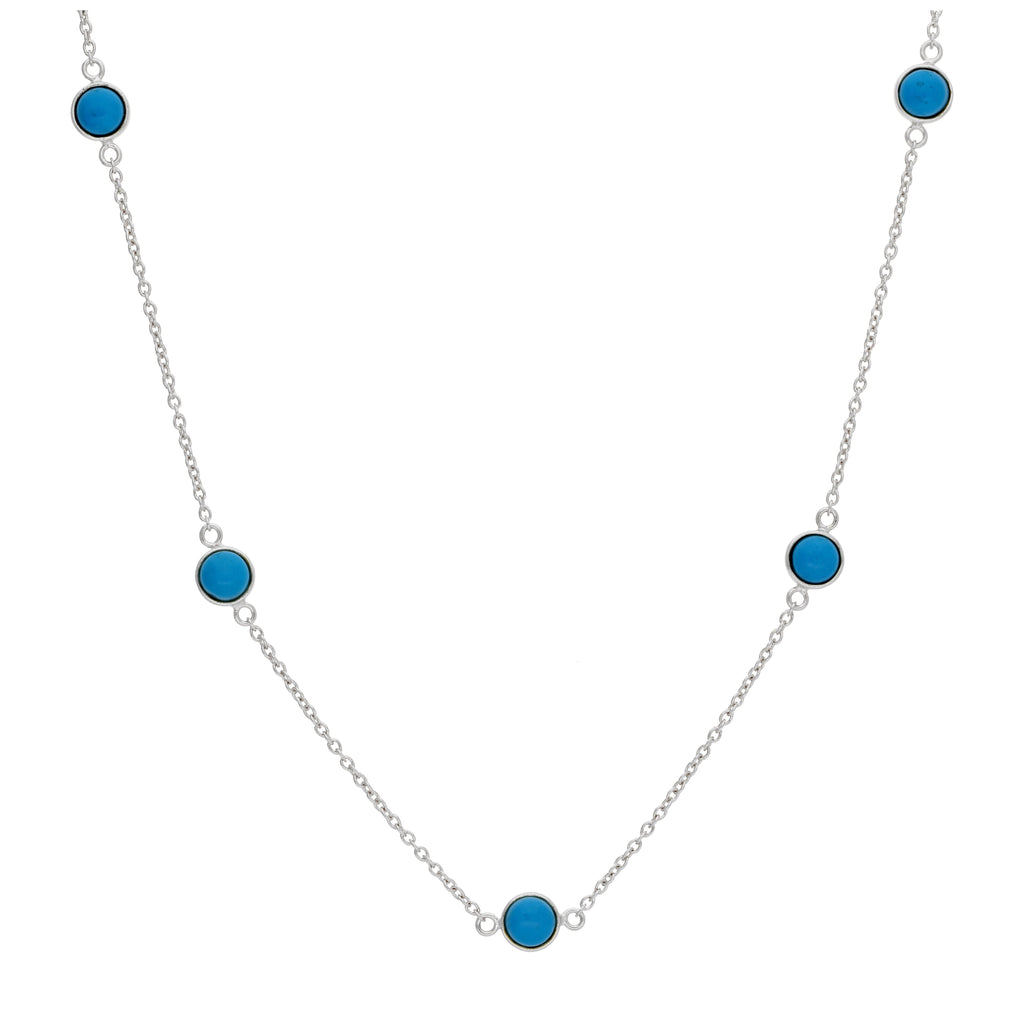Collier en argent sterling avec plusieurs turquoises frottées, 40,6 cm et 5 cm