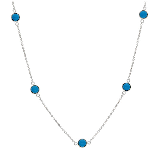 Collier en argent sterling avec plusieurs turquoises frottées, 40,6 cm et 5 cm