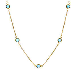 Collier en argent sterling plaqué or avec plusieurs aigue-marines et zircones cubiques, pierre de naissance du mois de mars
