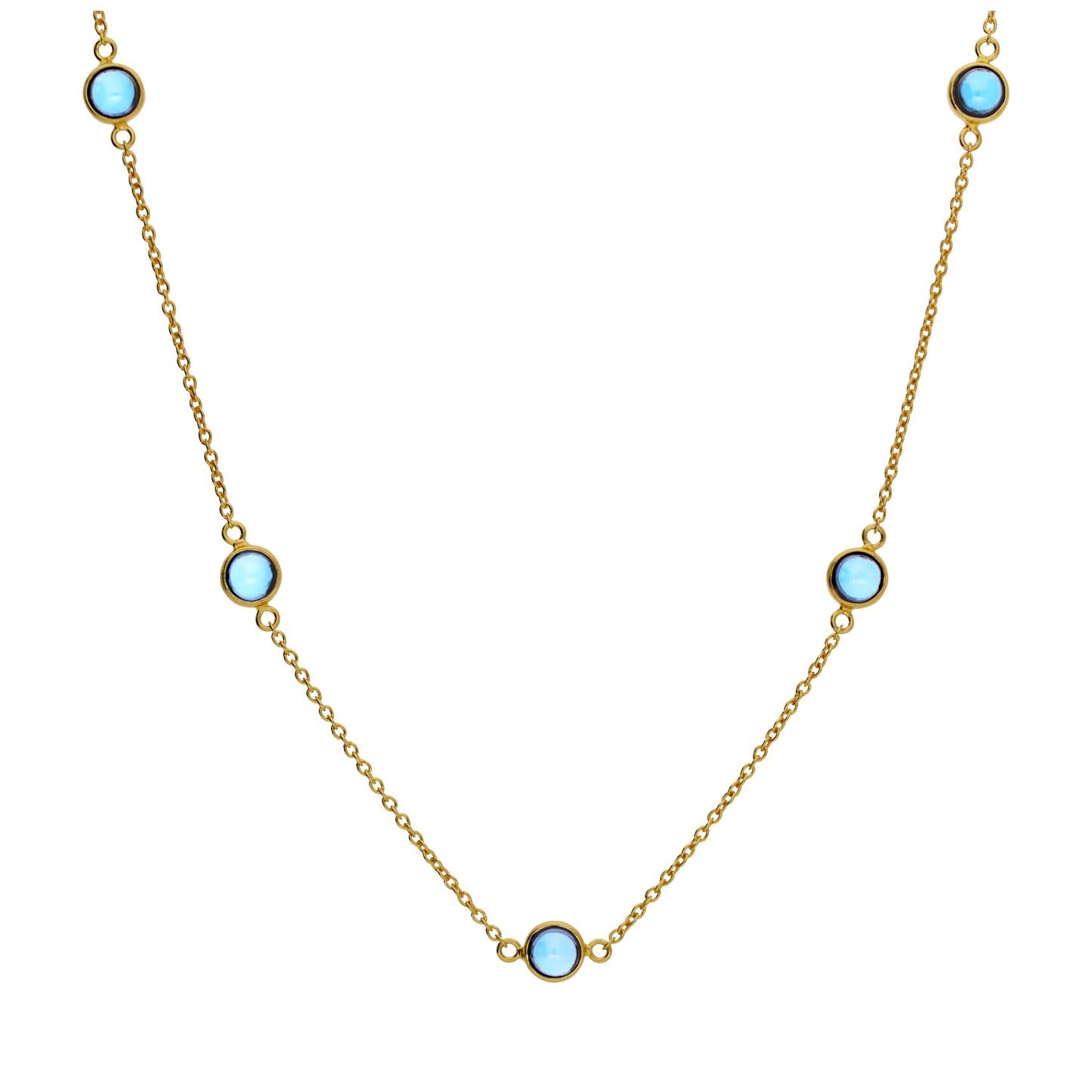 Collier en argent sterling plaqué or avec plusieurs aigue-marines et zircones cubiques, pierre de naissance du mois de mars