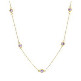 Collier en argent sterling plaqué or avec plusieurs Alexandrites CZ