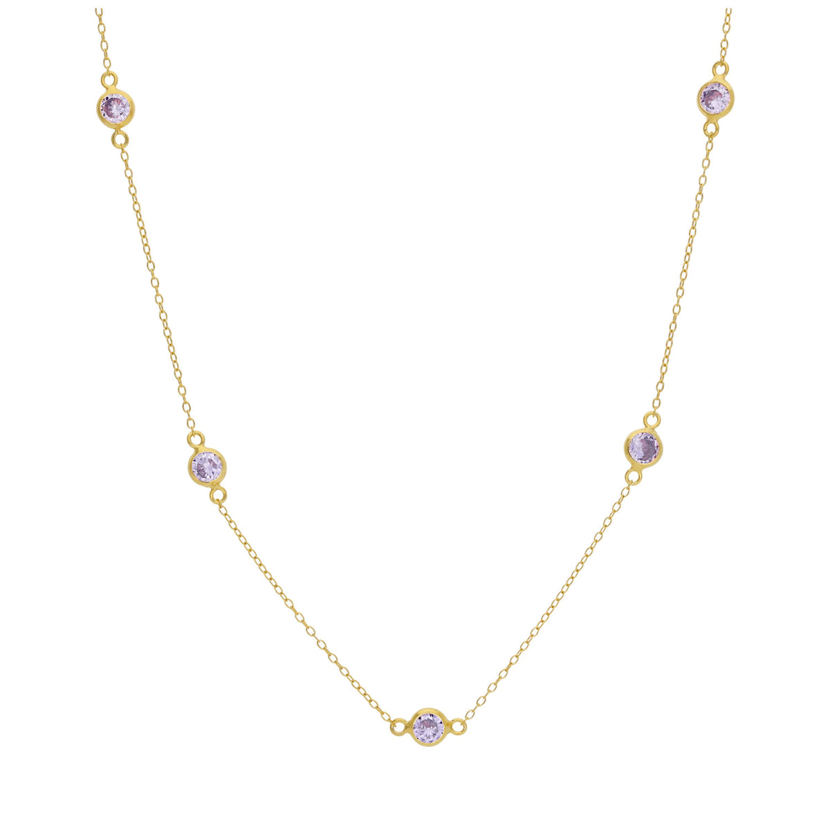 Collier en argent sterling plaqué or avec plusieurs Alexandrites CZ