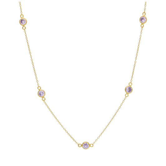 Collier en argent sterling plaqué or avec plusieurs Alexandrites CZ