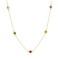 Collier en argent sterling plaqué or avec pierres arc-en-ciel multiples 40,6 cm et 5,1 cm