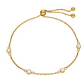 Bracelet réglable en argent sterling plaqué or avec plusieurs opales CZ
