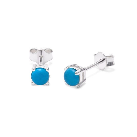 Boucles d'oreilles à tige en argent sterling avec pierre de naissance turquoise de 4 mm