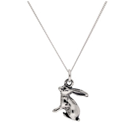 Collier en argent sterling avec pendentif lapin taille diamant 40,6 cm et 5 cm