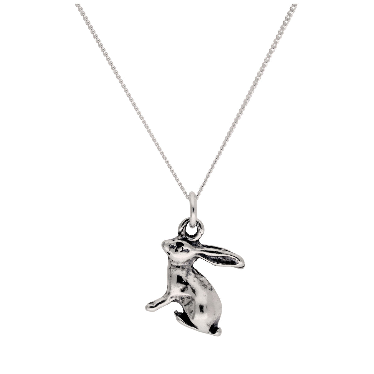 Collier en argent sterling avec pendentif lapin taille diamant 40,6 cm et 5 cm