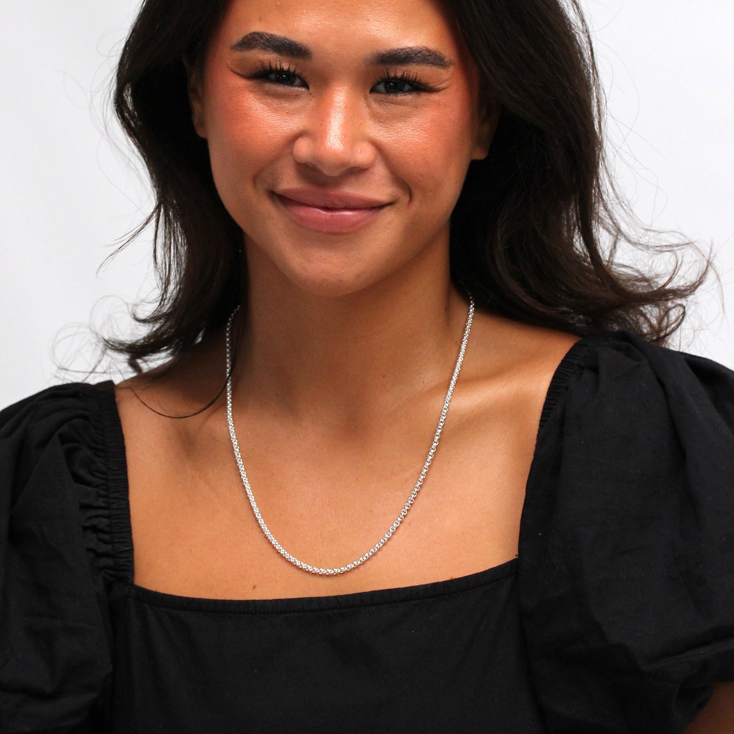 Collier à maillons rolo en argent sterling de 55 cm