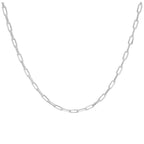 Collier à maillons plats longs en argent sterling de 45 à 55 cm