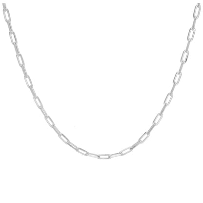 Collier à maillons plats longs en argent sterling de 45 à 55 cm