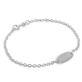 Bracelet en argent sterling avec plaque d'identification gravable de 18 à 21 cm