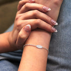 Bracelet en argent sterling avec plaque d'identification gravable de 18 à 21 cm