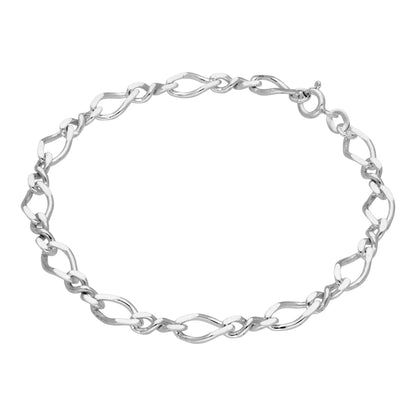 Bracelet à maillons torsadés Figaro en argent sterling de 18 à 21,5 cm