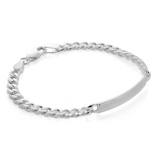 Bracelet d'identification personnalisable en argent sterling de 18 à 21,5 cm