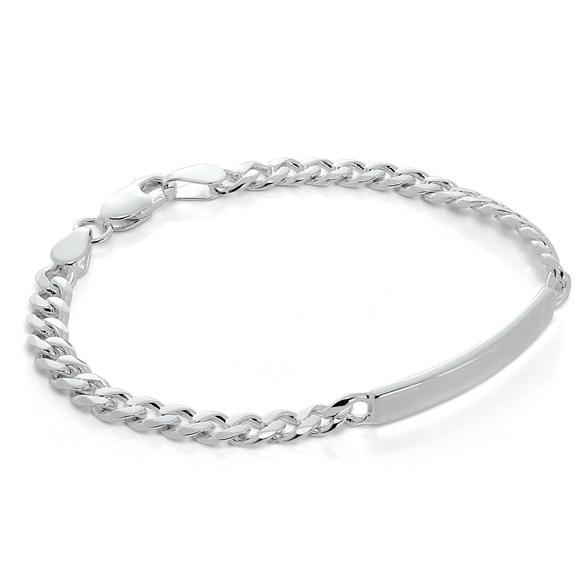 Bracelet d'identification personnalisable en argent sterling de 18 à 21,5 cm