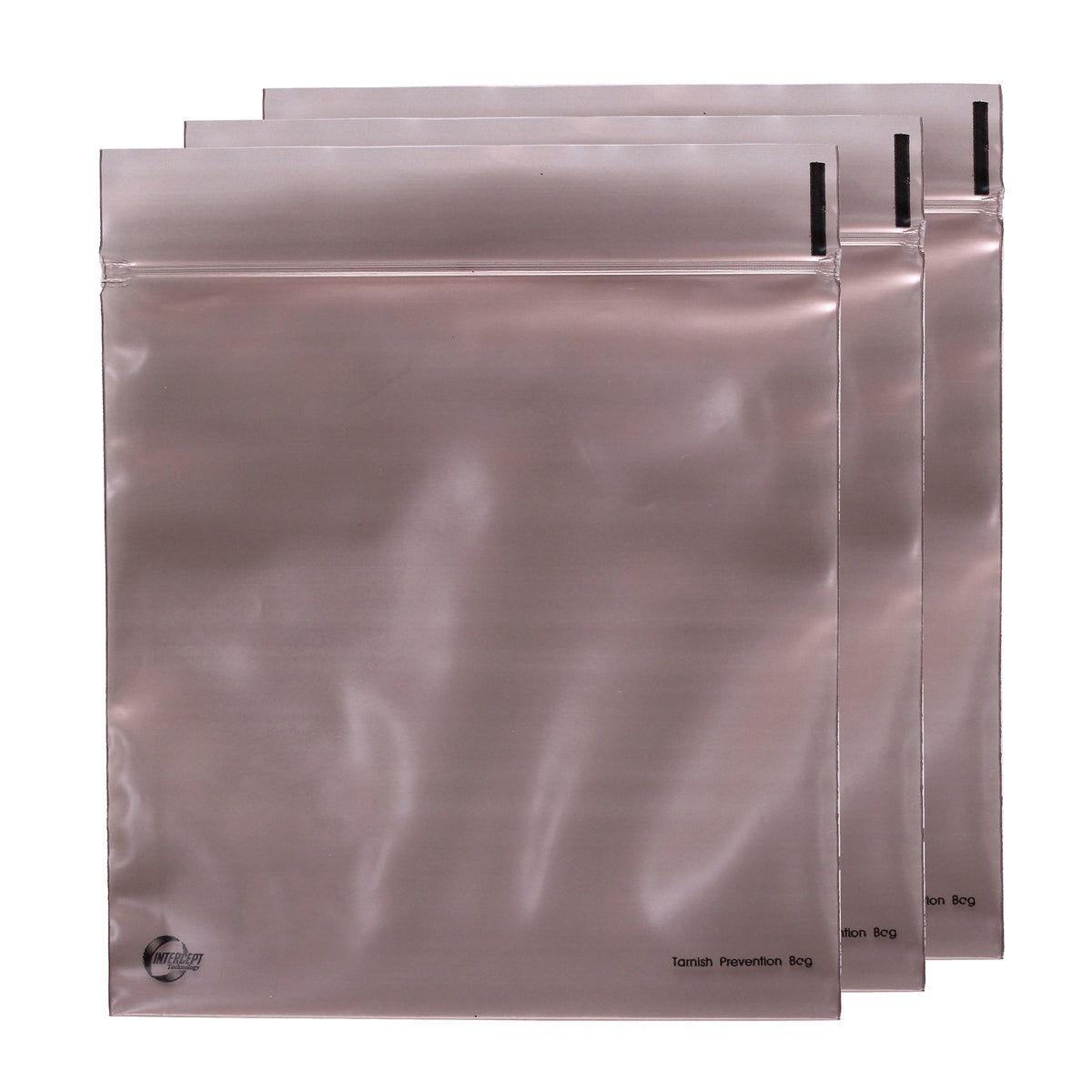 Sacs anti-ternissement 15 cm x 15 cm grand format à fermeture éclair Intercept (paquet de 3)
