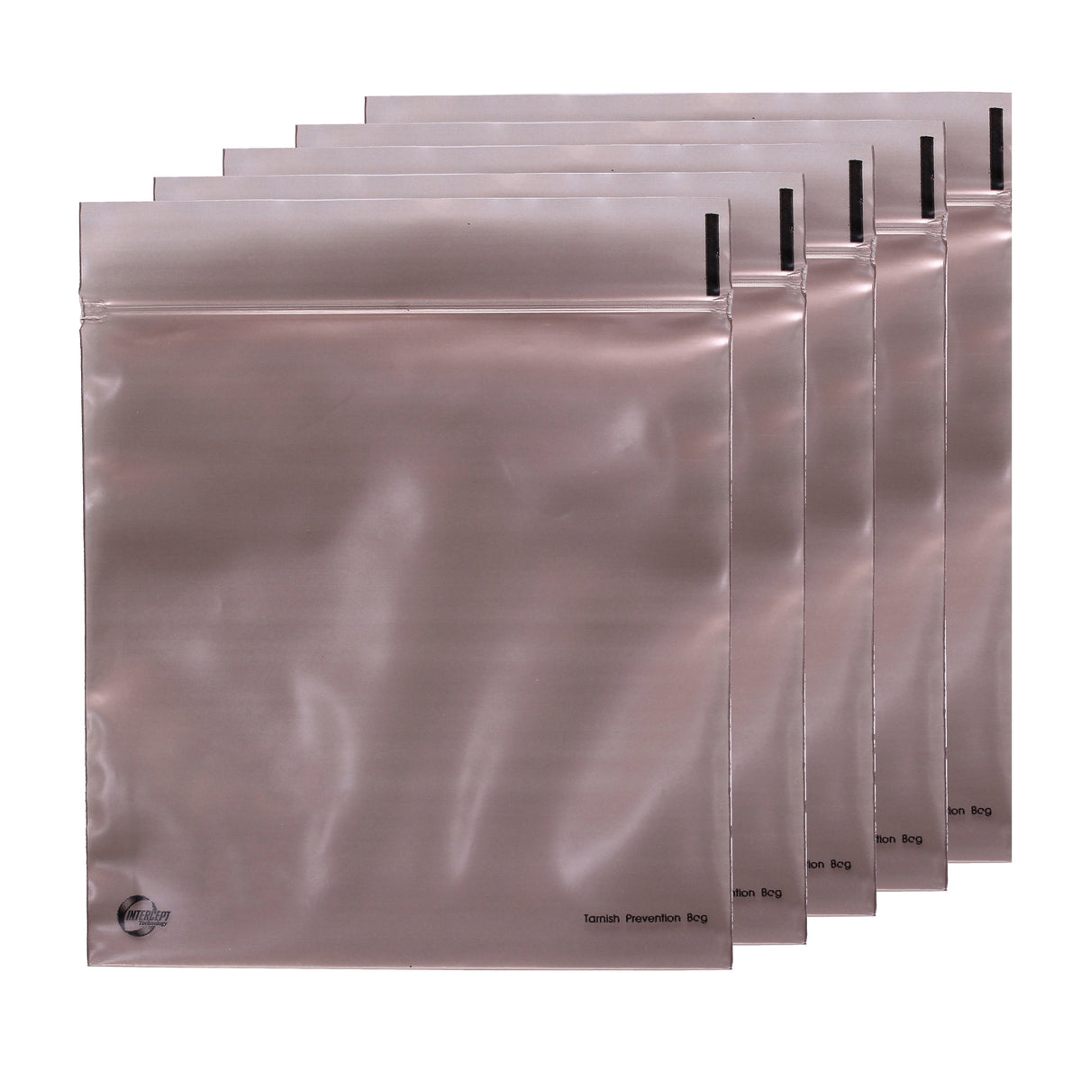 Sacs anti-ternissement 15 cm x 15 cm grand format à fermeture éclair Intercept (paquet de 5)