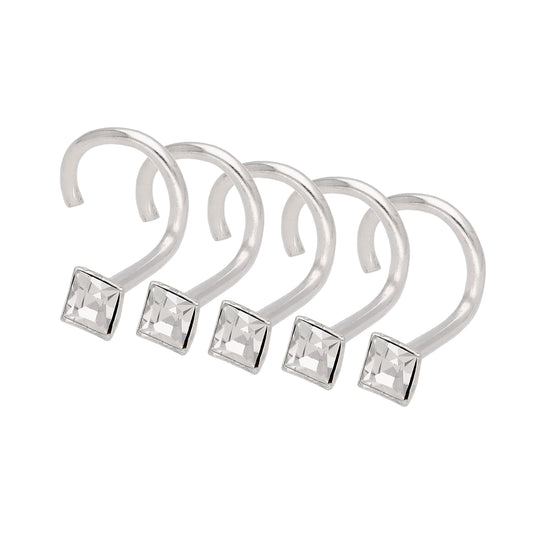 Lot de 5 clous de nez carrés en argent sterling avec zircones cubiques de 2 mm, calibre 21