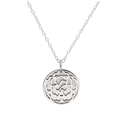 Collier en argent sterling avec fleur de naissance de janvier et étiquette gravable de 13 mm, 14 à 22 pouces