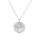 Collier en argent sterling avec fleur de naissance violette de février et étiquette gravable de 13 mm, 35 à 55 cm