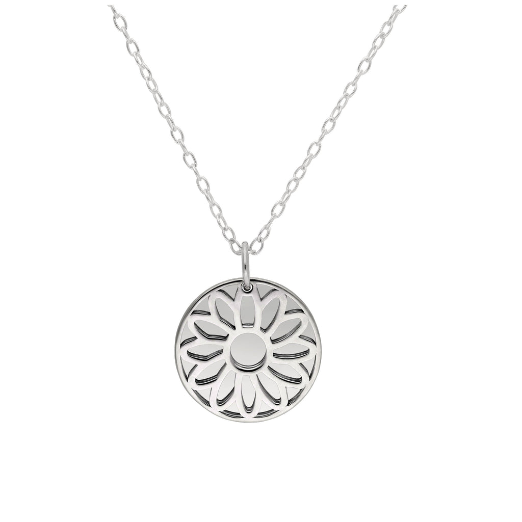 Collier en argent sterling avec fleur de naissance d'avril et étiquette gravable de 13 mm, 35 à 55 cm
